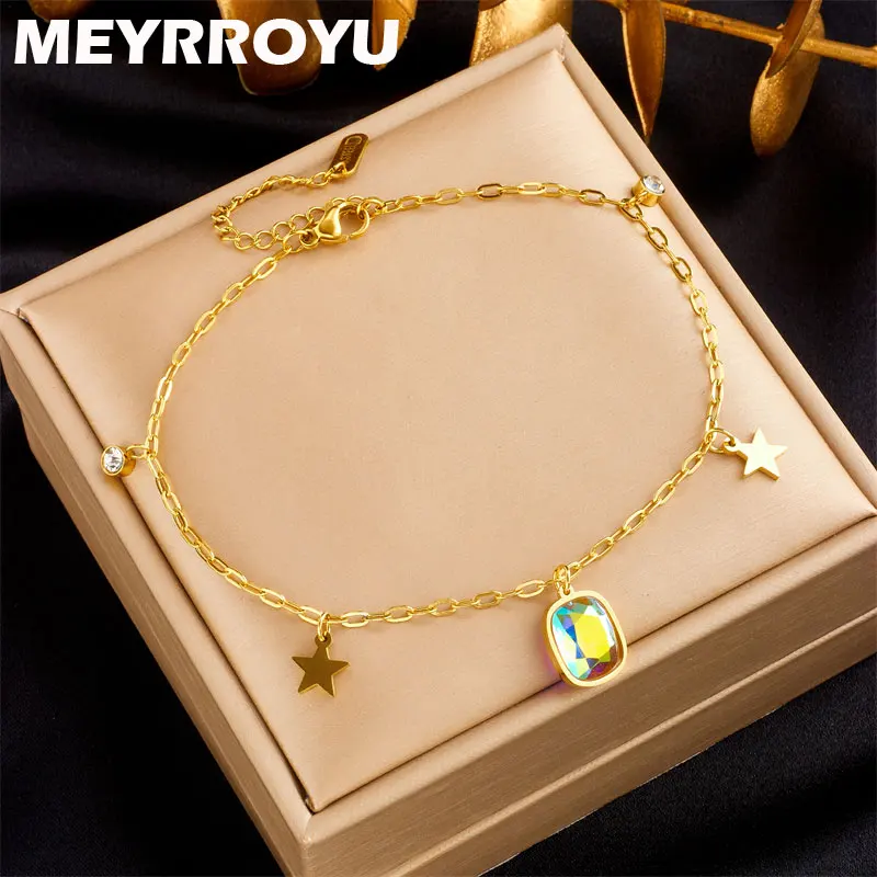 MEYRROYU Bracelet For Women 316L Stainless Steel Star Rhinestone Personality Fashion Jewelry Temperament Anklet Elegant Gift Giv
MEYRROYU Bracelet For Women 316L Stainless Steel Star Rhinestone Personality Fashion Jewelry Temperament Anklet Elegant Gift Giv