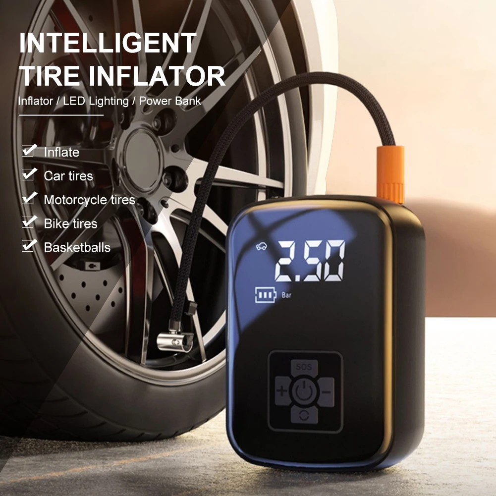 Portable Cordless Tire Inflator Power Bank Electric Air Compressor Pump Quick Tire Inflate With LED For Car Motorcycle Bike Ball
Portable Cordless Tire Inflator Power Bank Electric Air Compressor Pump Quick Tire Inflate With LED For Car Motorcycle Bike Ball