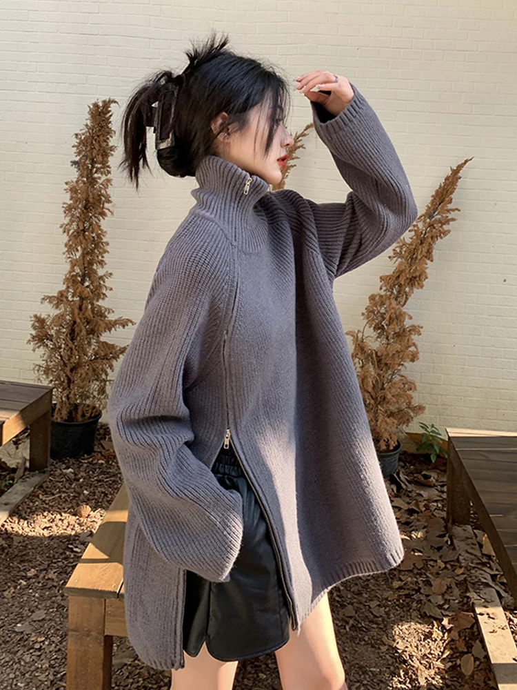 Lazy Wind Loose Side Zipper Turtleneck Sweater Autumn Winter Women ‘S New For Fashion Knitted Top Mid-Length Thicken Long Sleeve
Lazy Wind Loose Side Zipper Turtleneck Sweater Autumn Winter Women ‘S New For Fashion Knitted Top Mid-Length Thicken Long Sleeve