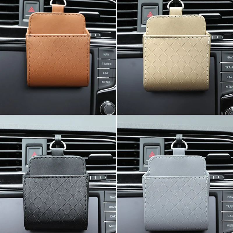 Car Air Outlet Storage Bag Leather Auto Hanging Bag for Mobile Phone Holder Glasses Cigarette Card Storage Box Car Interior
Car Air Outlet Storage Bag Leather Auto Hanging Bag for Mobile Phone Holder Glasses Cigarette Card Storage Box Car Interior