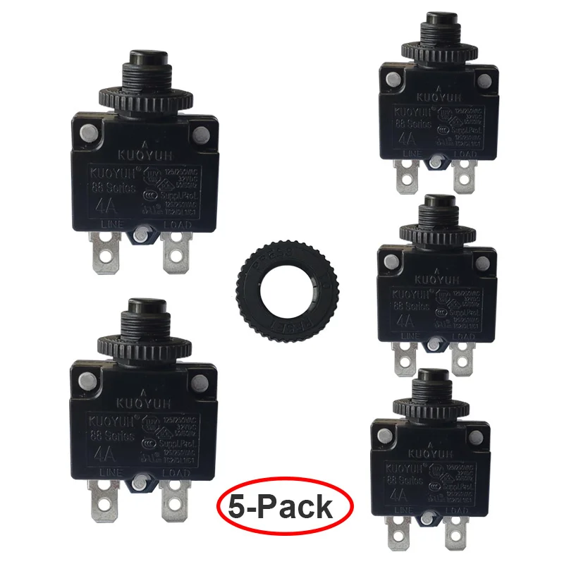 5 sets Kuoyuh 88 series 6A plastic nut resettable thermal motor protection circuit breaker
5 sets Kuoyuh 88 series 6A plastic nut resettable thermal motor protection circuit breaker