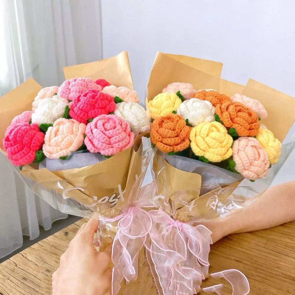 Rose Bouquet Homemade Crochet Finished Knitted Flower Sunflower Daisy Tulip Valentine's Mother's Teacher's Day Gift
Rose Bouquet Homemade Crochet Finished Knitted Flower Sunflower Daisy Tulip Valentine's Mother's Teacher's Day Gift