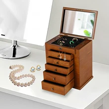 6-Stage Jewelry Box Jewelry Organizer Jewelry Storage With Drawers Velvet Lining For Rings Earrings Bracelets Necklaces