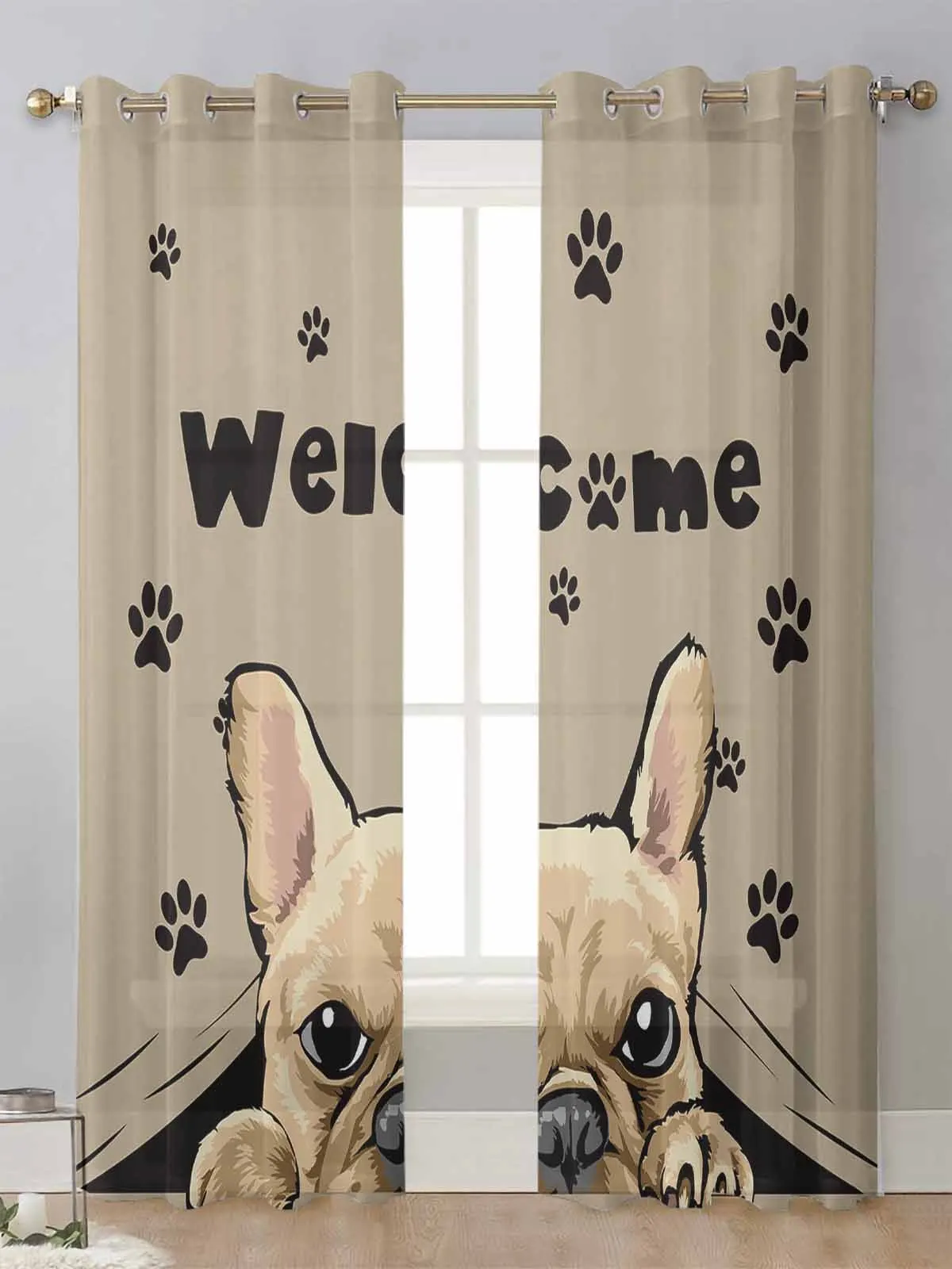 Dog Paw Retro Cute Welcome Sheer Curtains For Living Room Window Transparent Voile Tulle Curtain Cortinas Drapes Home Decor
Dog Paw Retro Cute Welcome Sheer Curtains For Living Room Window Transparent Voile Tulle Curtain Cortinas Drapes Home Decor