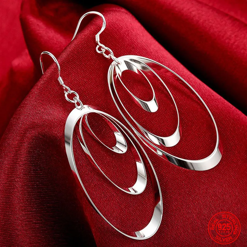 925 Sterling Silver Three Circle Long Tassel Drop Earrings For Women Engagement Wedding Jewelry Gift
925 Sterling Silver Three Circle Long Tassel Drop Earrings For Women Engagement Wedding Jewelry Gift