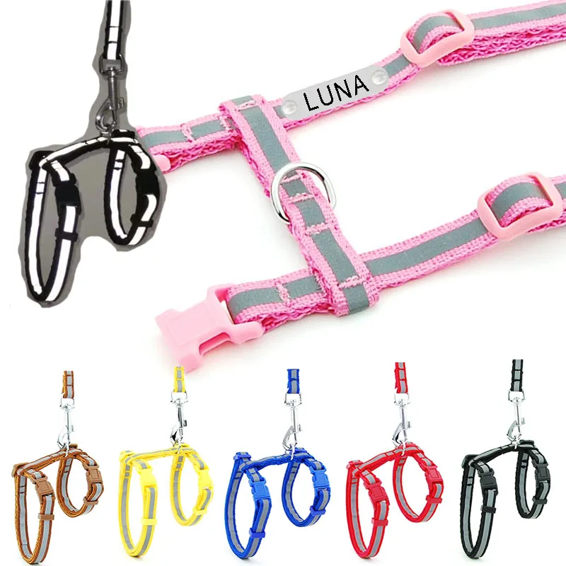 Personalized Reflective Nylon Cat Harness Leash Adjustable Puppy Kitten Collar Harness For Small Medium Pet Halter Dog Harness
Personalized Reflective Nylon Cat Harness Leash Adjustable Puppy Kitten Collar Harness For Small Medium Pet Halter Dog Harness