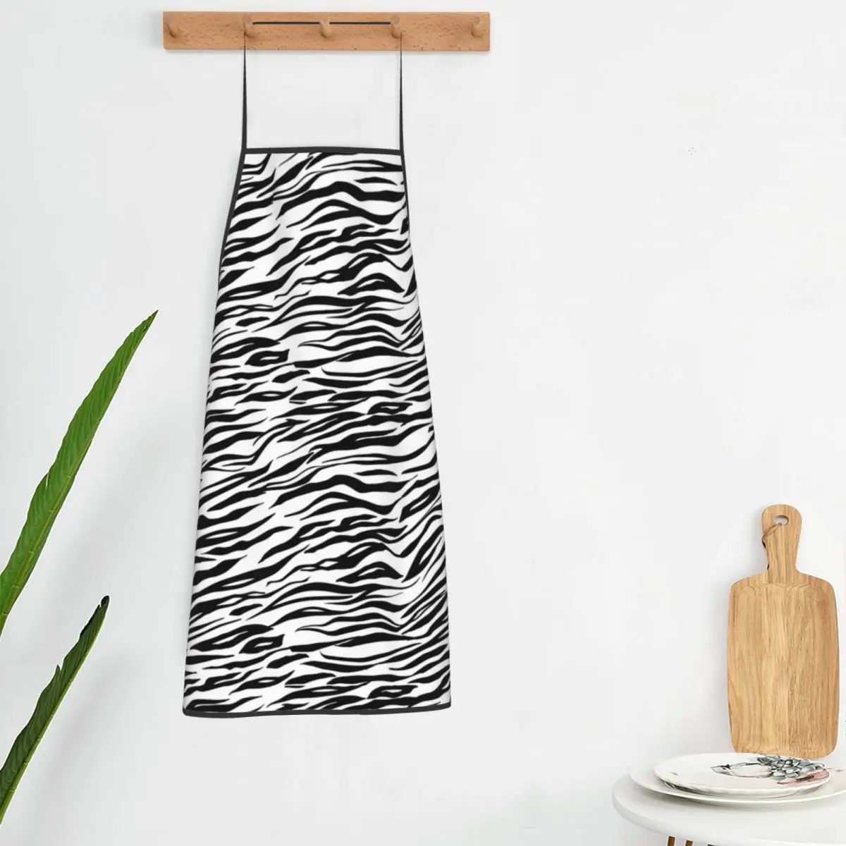 

Black White Zebra Apron Animal Print Barber Barbecue Kitchen Accessories Cleaning Cute Aprons without Pocket