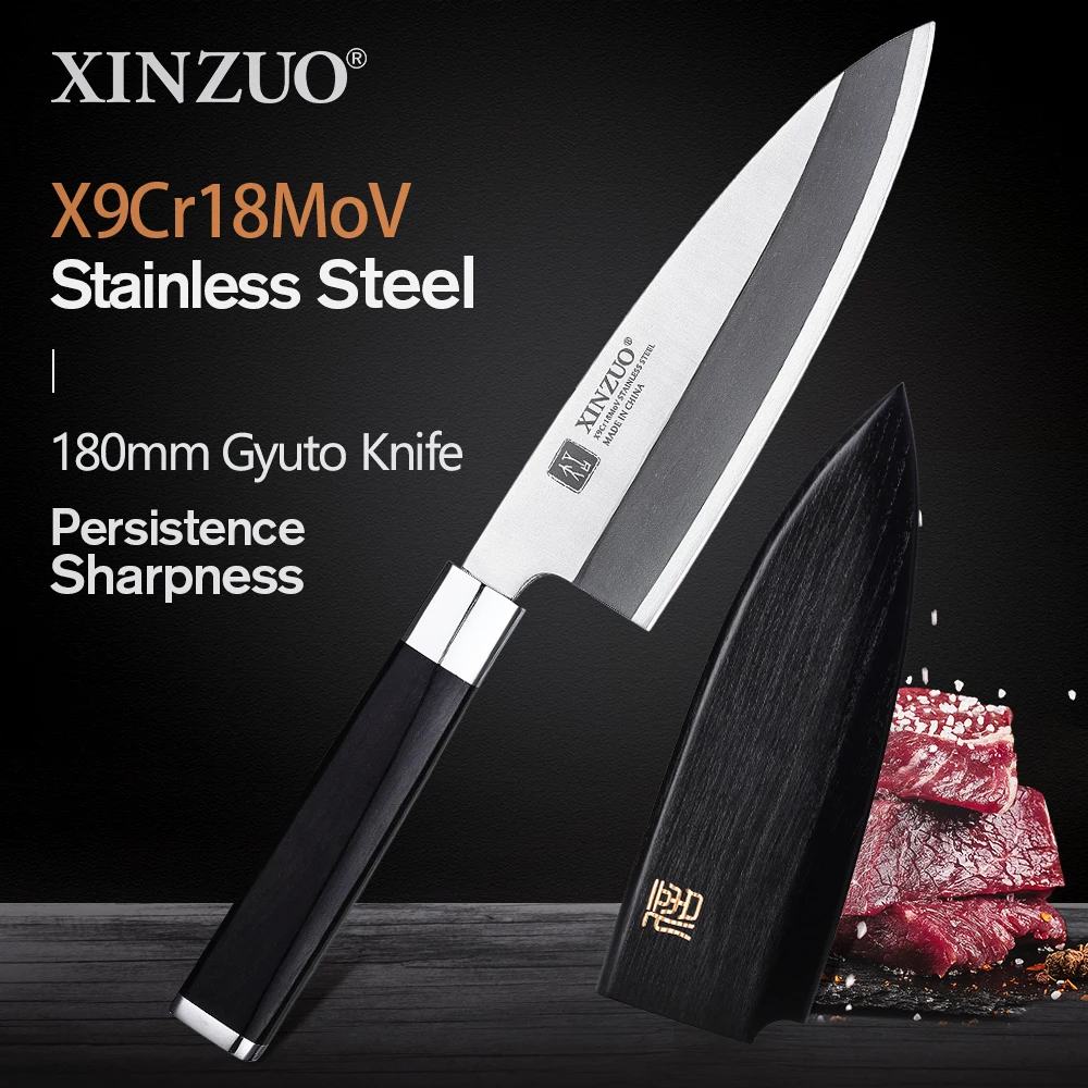 XINZUO 180 мм Gyuto нож X9Cr18MoV из нержавеющей стали Japanense Deba филировочный нож головка рыбы кухонные ножи шеф-повара черная ручка 
XINZUO 180 мм Gyuto нож X9Cr18MoV из нержавеющей стали Japanense Deba филировочный нож головка рыбы кухонные ножи шеф-повара черная ручка