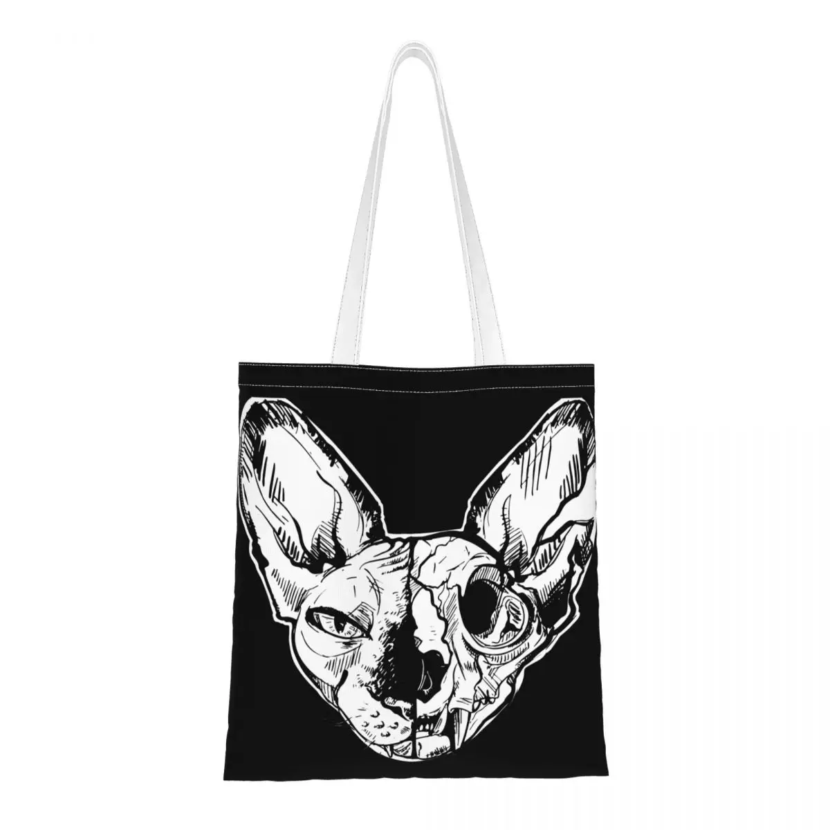 Sphynx Skull Shoulder Bags Women Eco Shoulder Bag Cute Cats High Capacity Handbag Kawaii Canvas Bag for Ladies Shopping
Sphynx Skull Shoulder Bags Women Eco Shoulder Bag Cute Cats High Capacity Handbag Kawaii Canvas Bag for Ladies Shopping