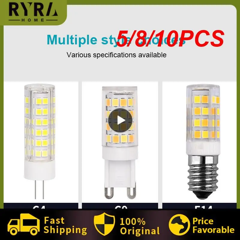 

5/8/10PCS 9w 10w Chandelier Light Low Power G9 Spotlight Energy Saving No Flicker Ceramic Corn Lamp Home Lighting 220v
