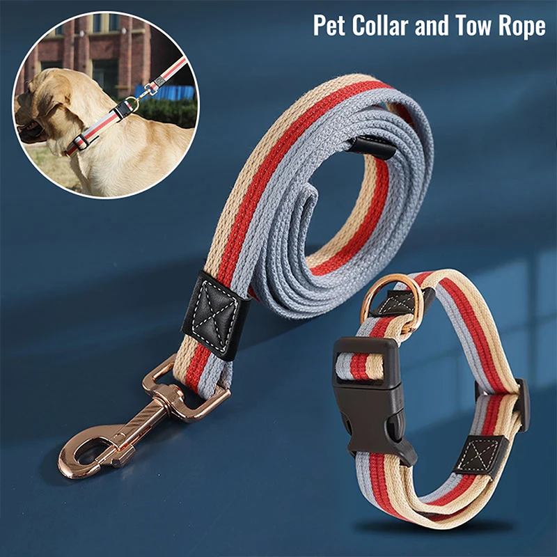 

Dog Collar Dog Leash German Shepard Medium Large Dog Canvas Collars For Walking Training Dog Collar 150CM Strong Pet Leashes