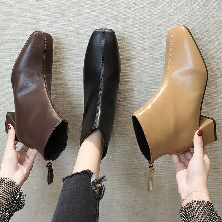 Ankle Boots For Women Square Toe Fashion Shoes Plush Warm Winter Short Boots Zipper Square Heels Comfortable Lady Shoes 358
Ankle Boots For Women Square Toe Fashion Shoes Plush Warm Winter Short Boots Zipper Square Heels Comfortable Lady Shoes 358