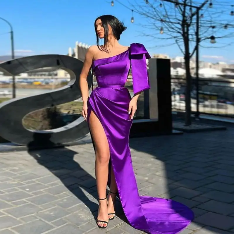 Sexy Satin Mermaid Evening Dress High Side Split Prom Gowns for Women Formal Party Birthday Robes
Sexy Satin Mermaid Evening Dress High Side Split Prom Gowns for Women Formal Party Birthday Robes