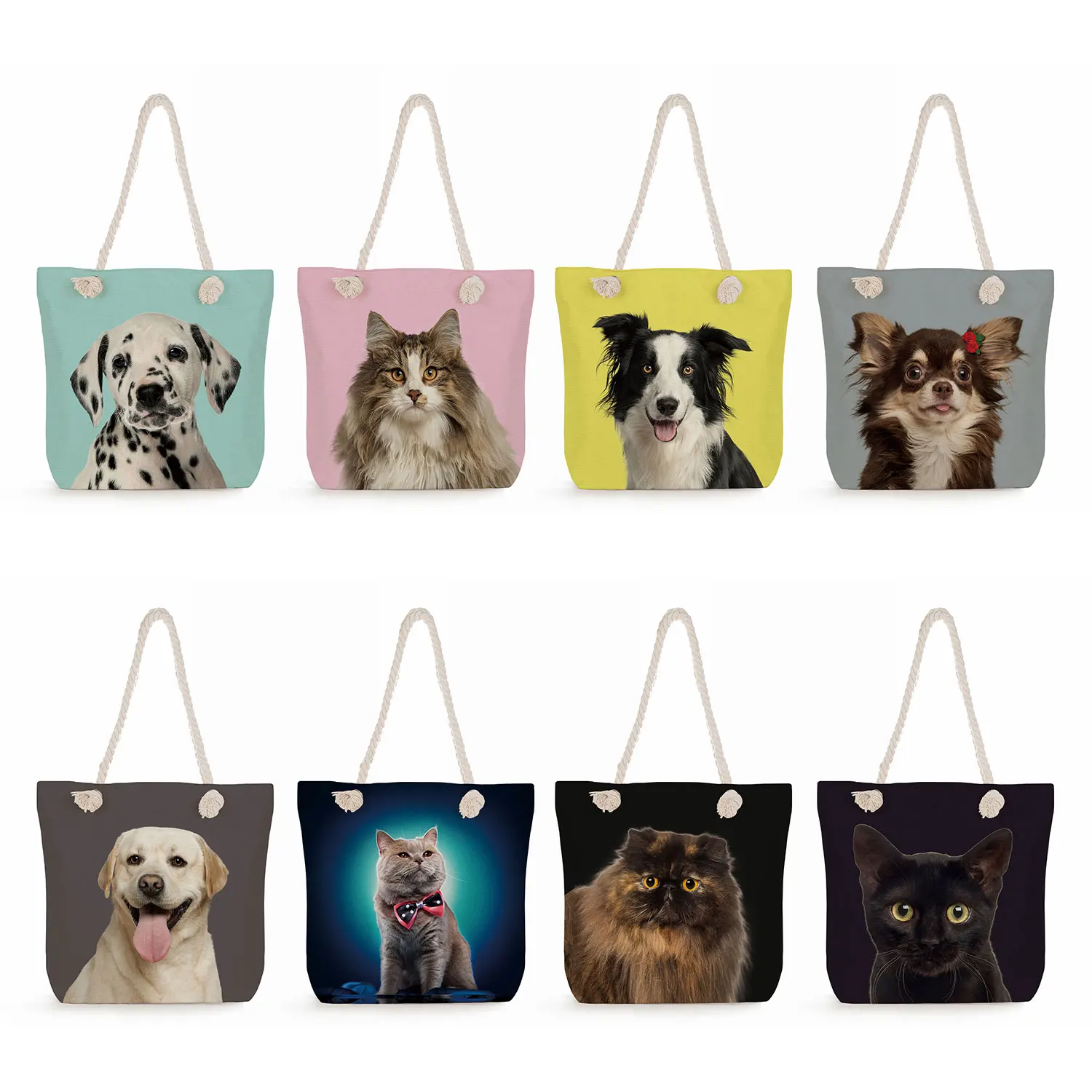 Портативные экологически чистые многоразовые сумки для хранения, женские далматинские графические женские сумки на плечо, сумки для покупок с принтом милых кошек и собак
Портативные экологически чистые многоразовые сумки для хранения, женские далматинские графические женские сумки на плечо, сумки для покупок с принтом милых кошек и собак