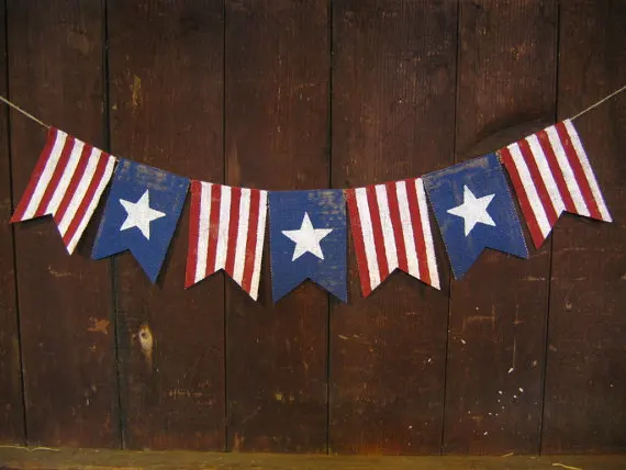 

Custom American Flag 4th of July Patriotic burlap Banners St Patricks Day party Buntings garlands Photo Prop signs