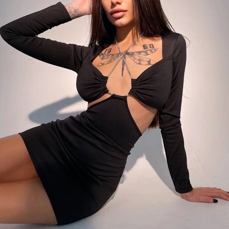 Zoctuo Bling Lace Up Dresses Women Long Sleeve Hollow Out Mini Dress V Neck Bodycon Sexy Streetwear Party Club Spring Summer
Zoctuo Bling Lace Up Dresses Women Long Sleeve Hollow Out Mini Dress V Neck Bodycon Sexy Streetwear Party Club Spring Summer