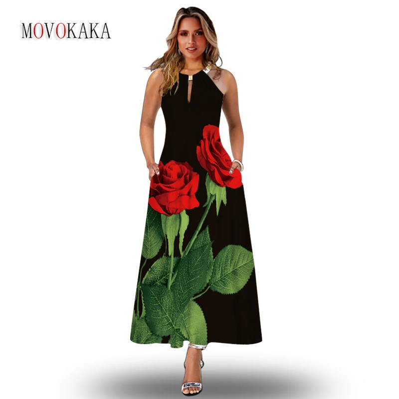 MOVOKAKA Woman Summer Sexy Straps Elegant Long Dress Party Casual Beach Sleeveless Vestidos Rose Printing Vintage Black Dresses
MOVOKAKA Woman Summer Sexy Straps Elegant Long Dress Party Casual Beach Sleeveless Vestidos Rose Printing Vintage Black Dresses