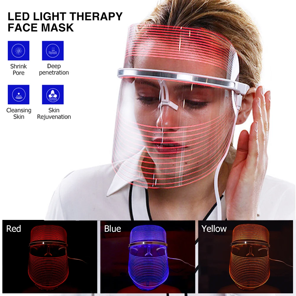 

3 Colors LED Photon Face Mask Light Therapy Facial Skin Photonic Rejuvenation Anti Wrinkle Whitening Anti-Aging Beauty Devices