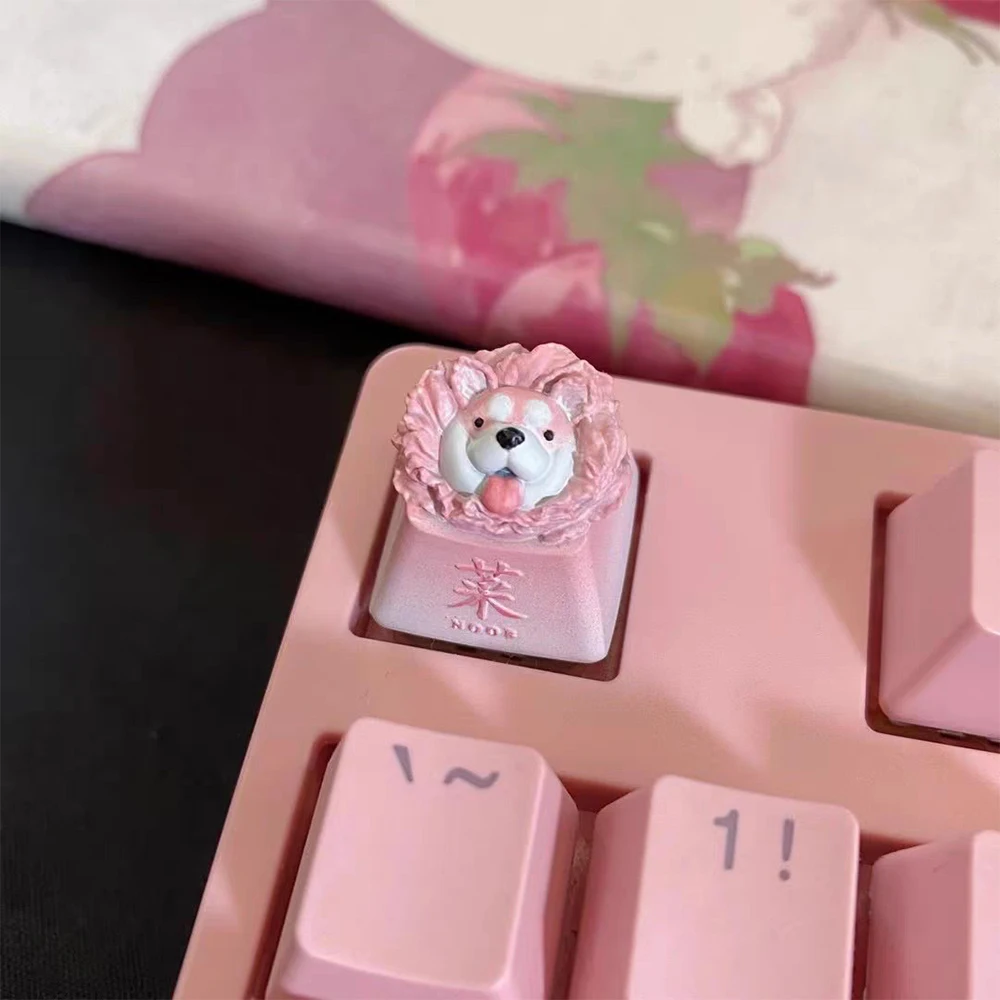 

OEM R4 Resin Corgi Keycaps for Cross Axis Switch Mechanical Gaming Keyboard F Zone Green Pink Cute Vegetable Dog ESC Keycap Gift