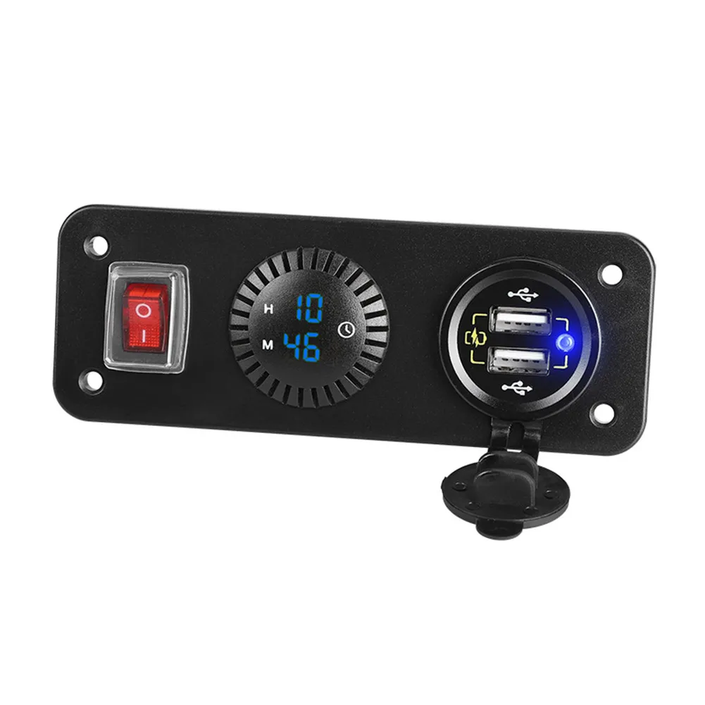 12V 3 In 1 Car Charger Dual USB Charge Panel QC3.0 USB Port Charger+ LED Clock Display With ON/OFF Switch, Save More Electricity
12V 3 In 1 Car Charger Dual USB Charge Panel QC3.0 USB Port Charger+ LED Clock Display With ON/OFF Switch, Save More Electricity