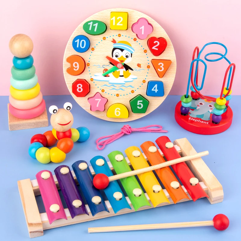

Обучающие игры Монтессори, деревянные игрушки для малышей 1, 2, 3 года, деревянная головоломка для малышей для дошкольного раннего обучения, и...