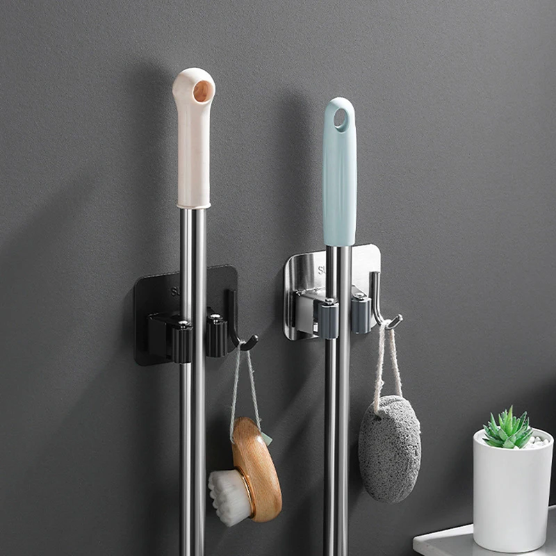 304 Stainless Steel Mop Holder Rack Adhesive Bathroom Wall Mop Clip Hook Brush Broom Hanger Holder Kitchen Organizer Accessories
304 Stainless Steel Mop Holder Rack Adhesive Bathroom Wall Mop Clip Hook Brush Broom Hanger Holder Kitchen Organizer Accessories