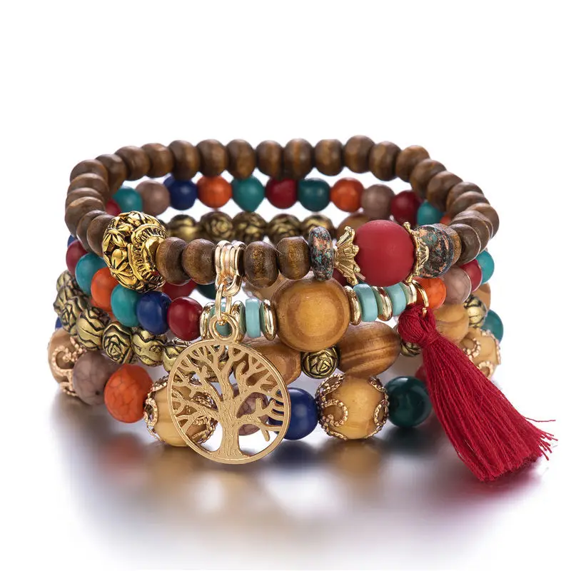 Wooden Beaded Bracelet Tree Of Life Charm Tassel Bracelets For Women Elastic Weave Ethnic Gypsy Jewelry Vintage Accessories Gift
Wooden Beaded Bracelet Tree Of Life Charm Tassel Bracelets For Women Elastic Weave Ethnic Gypsy Jewelry Vintage Accessories Gift