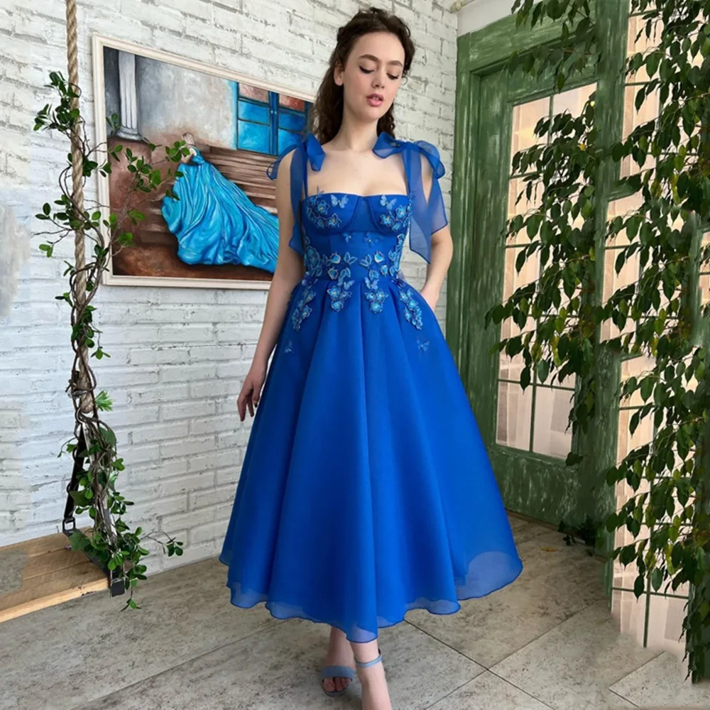 2023 Royal Blue Organza Butterfly Applique Cocktail Party Dress Ankle Length Hoemcoming Gown Elegant Prom Robe femme soirée
2023 Royal Blue Organza Butterfly Applique Cocktail Party Dress Ankle Length Hoemcoming Gown Elegant Prom Robe femme soirée