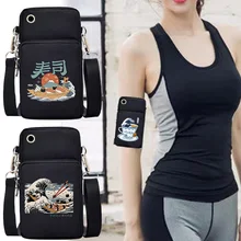 Wave Print Universal Shoulder Cell Phone Case Bag for IPhone Xiaomi Huawei Crossbody Pocket Mini Wristband Pouch Arm Bag Wallet