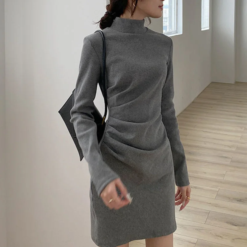 2022 Solid High Neck Mini Long Sleeve Fall Skater Pencil Dress Elegant Women's Vestido Casual Kaftan Dresses Female For Women
2022 Solid High Neck Mini Long Sleeve Fall Skater Pencil Dress Elegant Women's Vestido Casual Kaftan Dresses Female For Women