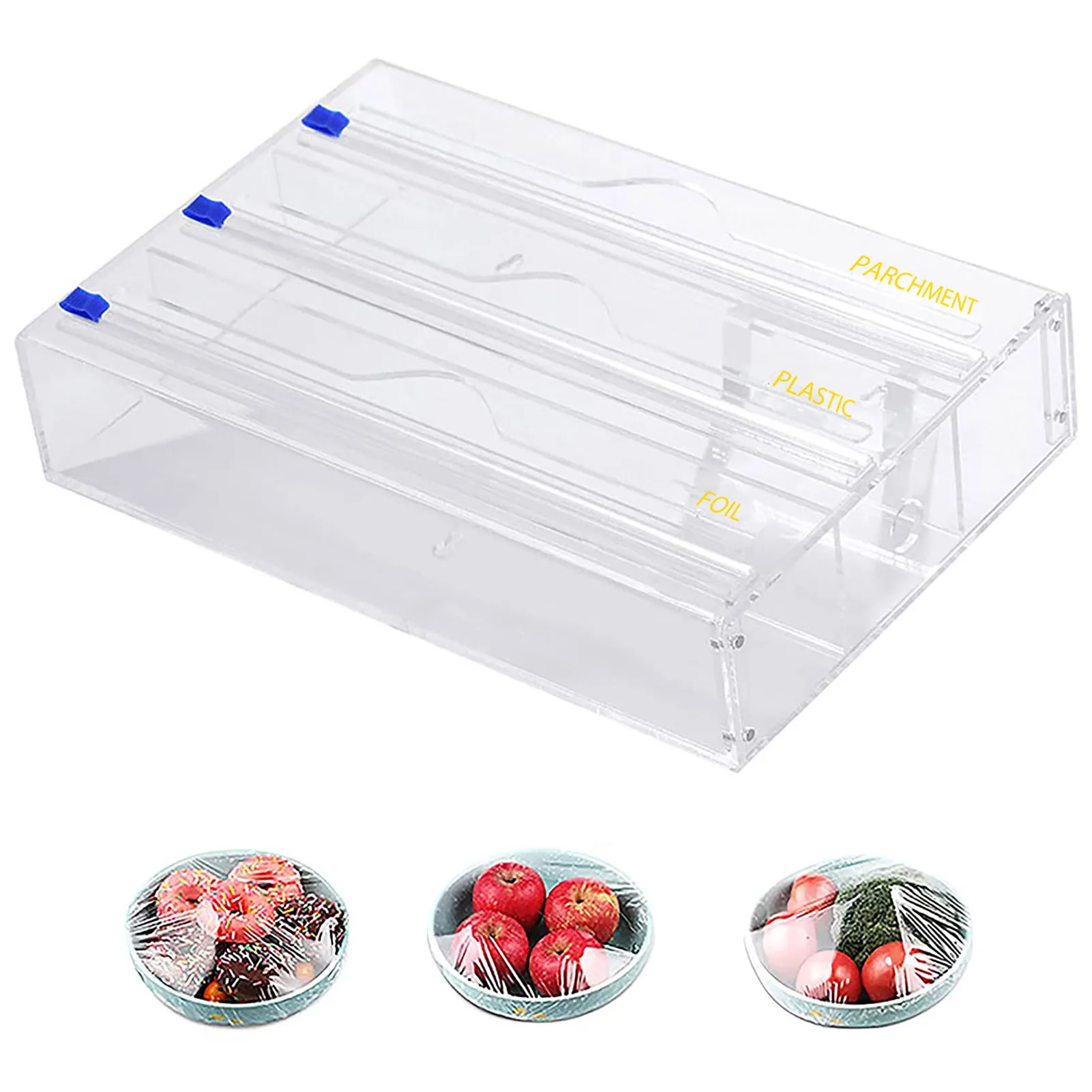 3-in-1 Refillable Cling Food Wrap Dispenser With Slide Cutter For Kitchen Storage Plastics Wrap Dispenser With Cutter For Drawer
3-in-1 Refillable Cling Food Wrap Dispenser With Slide Cutter For Kitchen Storage Plastics Wrap Dispenser With Cutter For Drawer