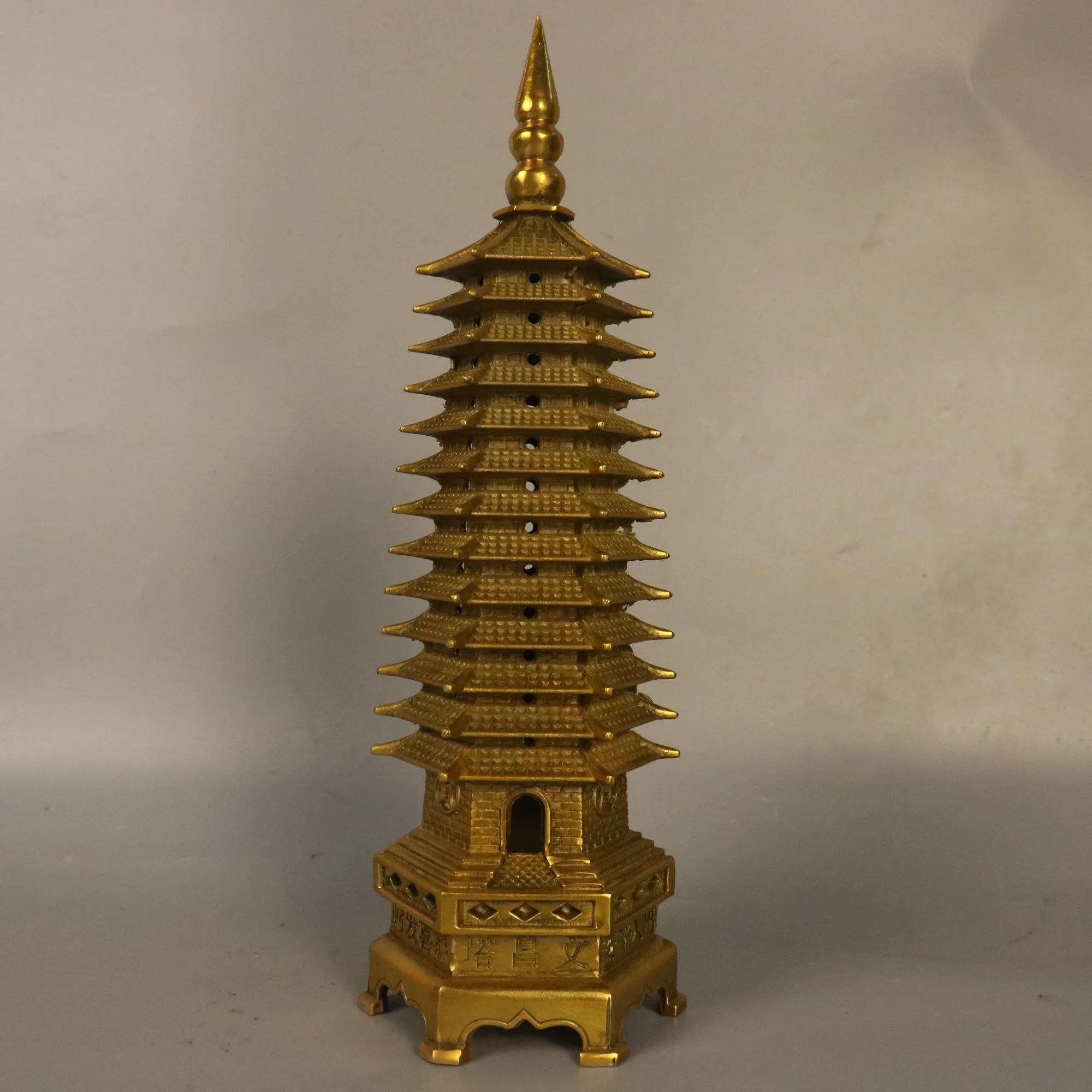 

Коллекция тибетских храмов 20 дюймов, старинная бронзовая пагода Вэньчан, 13-этажная пагода, амас, богатство, поклонение в зале, городской дом, Экзорцизм