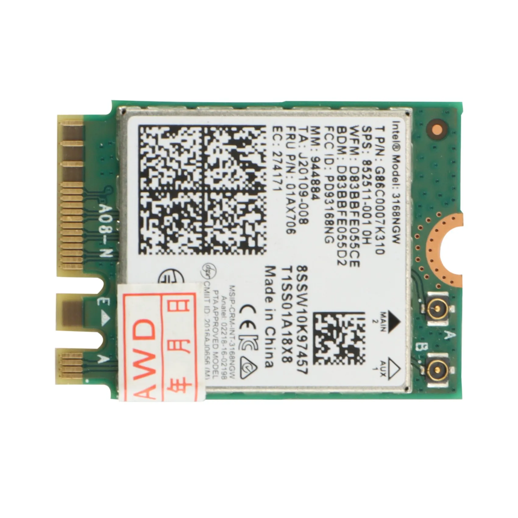 Dual Band Wireless 600Mbps Wireless Network Wi-Fi Card Wifi Receiver Intel 3168 AC 3168NGW NGFF M.2 802.11Ac
Dual Band Wireless 600Mbps Wireless Network Wi-Fi Card Wifi Receiver Intel 3168 AC 3168NGW NGFF M.2 802.11Ac