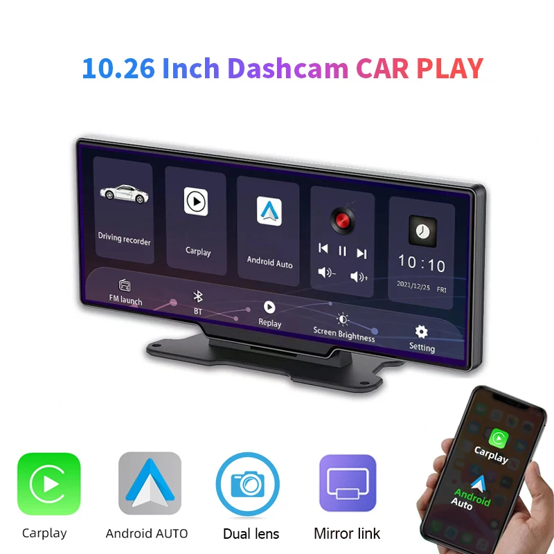 Автомобильный видеорегистратор CarPlay, 10,26 дюйма, Android, GPS, BT, AUX, 4K + 1080P, ночное видение, Wi-Fi, управление через приложение
Автомобильный видеорегистратор CarPlay, 10,26 дюйма, Android, GPS, BT, AUX, 4K + 1080P, ночное видение, Wi-Fi, управление через приложение