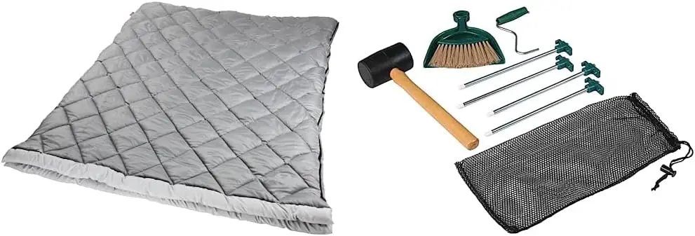 3-in-1 Double Sleeping Bag & Premium Tent Kit, Includes Four Steel Tent Pegs, Rubber Mallet, Broom and Dustpan, Stake Puller
3-in-1 Double Sleeping Bag & Premium Tent Kit, Includes Four Steel Tent Pegs, Rubber Mallet, Broom and Dustpan, Stake Puller
