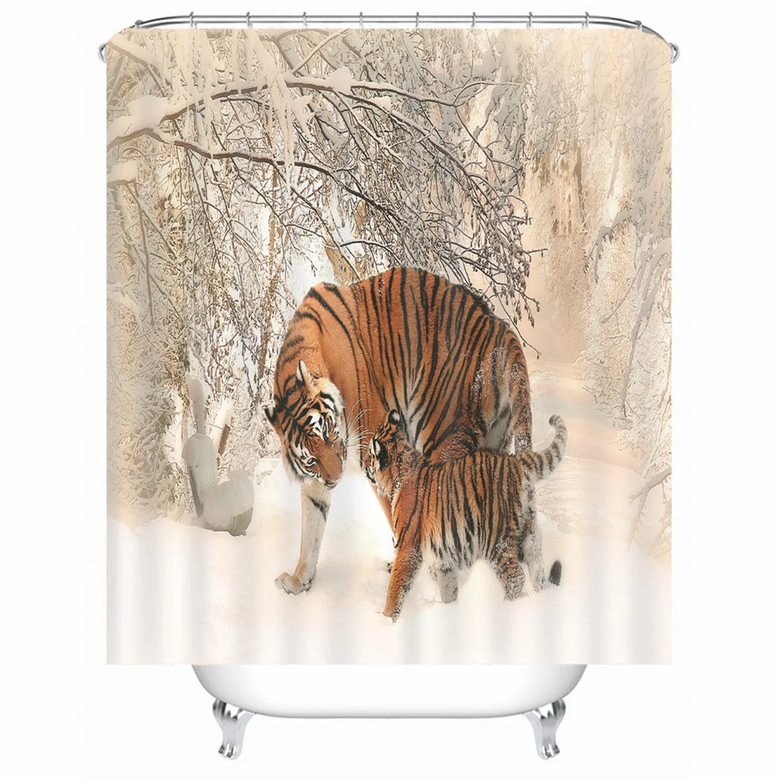 Shower Curtain Japanese Polyester Dead Wood Tigers Brownish Yellow Mold & Mildew Resistant Waterproof With Grommets Hooks
Shower Curtain Japanese Polyester Dead Wood Tigers Brownish Yellow Mold & Mildew Resistant Waterproof With Grommets Hooks