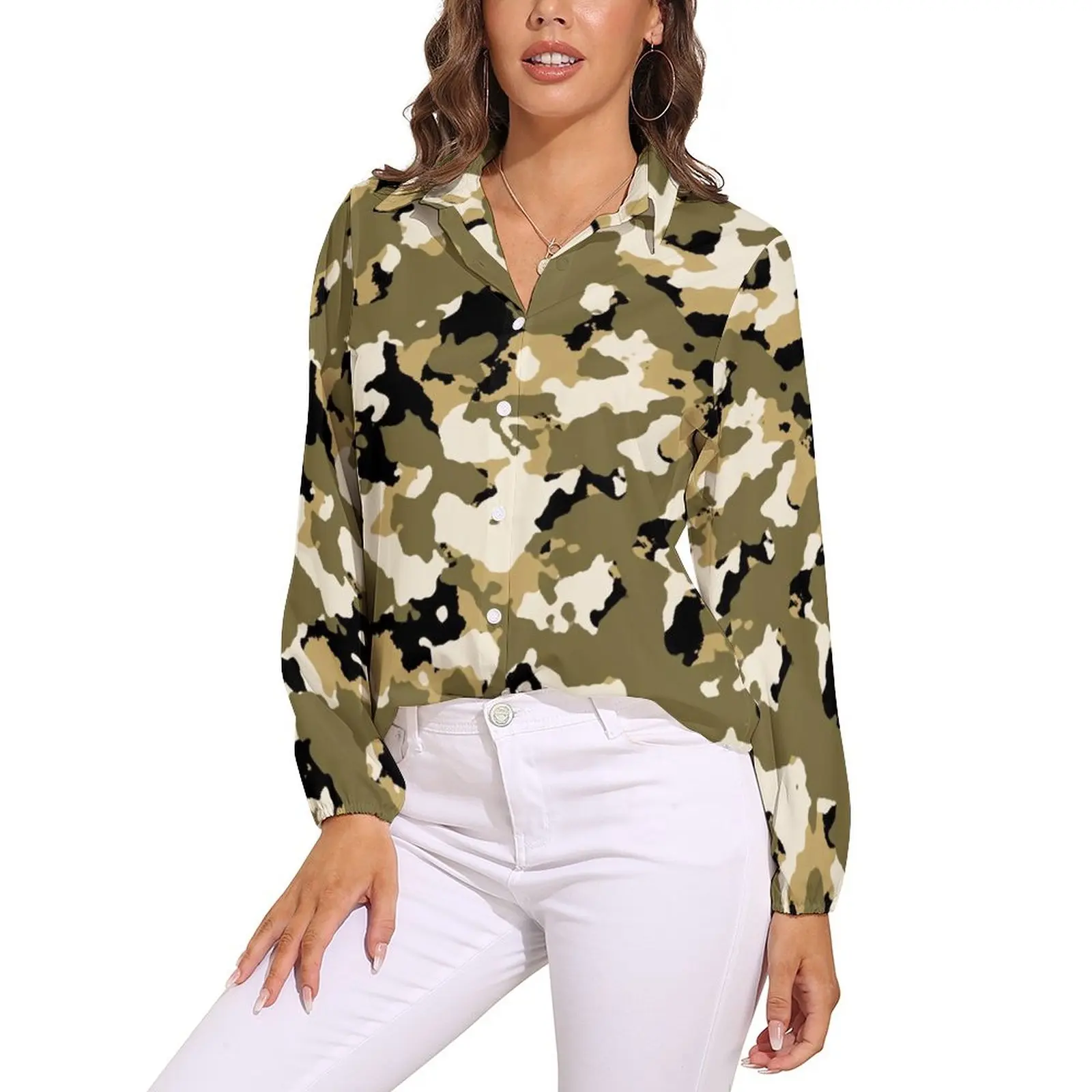 Tan Camouflage Loose Blouse Trendy Desert Camo Streetwear Oversized Blouses Women Long Sleeve Aesthetic Shirts Summer Custom Top
Tan Camouflage Loose Blouse Trendy Desert Camo Streetwear Oversized Blouses Women Long Sleeve Aesthetic Shirts Summer Custom Top