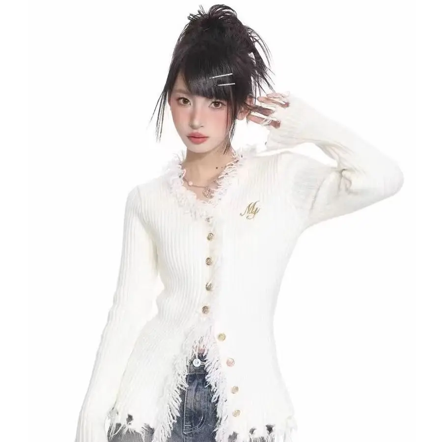 Early Autumn New V-Neck Sweater Solid Color Slim-Fit Pit Stripe Thickened Fur Edge Fashion Design Sense Knit Cardigan Female Aut
Early Autumn New V-Neck Sweater Solid Color Slim-Fit Pit Stripe Thickened Fur Edge Fashion Design Sense Knit Cardigan Female Aut