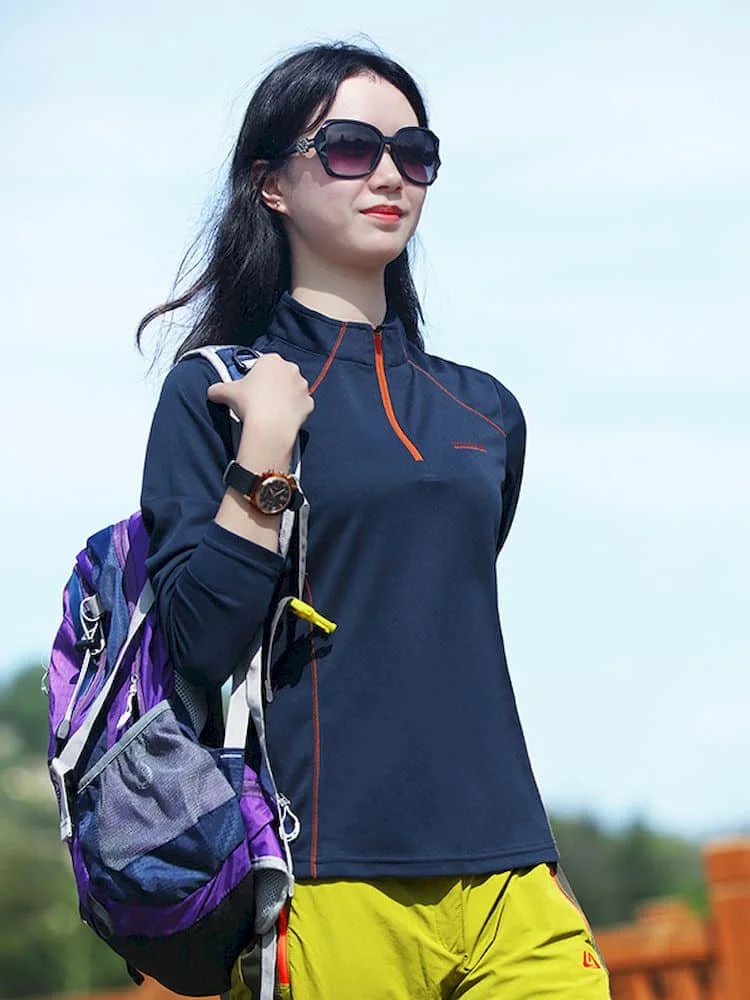 Quick Drying T-shirt Women Outwear Spring Summer Breathable Long Sleeves Slim Fit Sports Tops Standing Collar Hiking Clothes 
Quick Drying T-shirt Women Outwear Spring Summer Breathable Long Sleeves Slim Fit Sports Tops Standing Collar Hiking Clothes