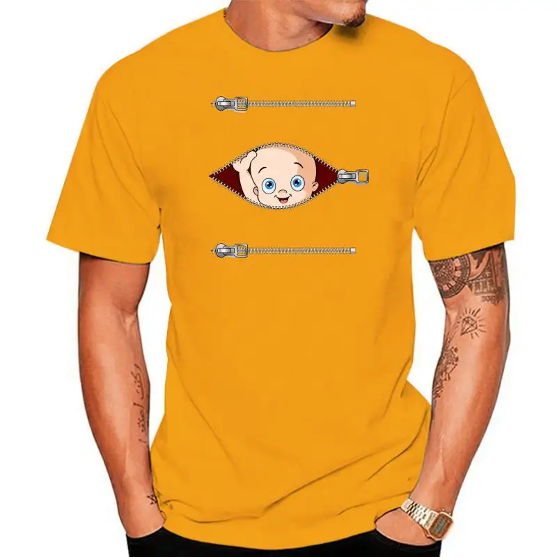 

Выглядывающий малыш Веселая футболка унисекс для беременных мужчин и женщин на молнии 812 облегающая футболка