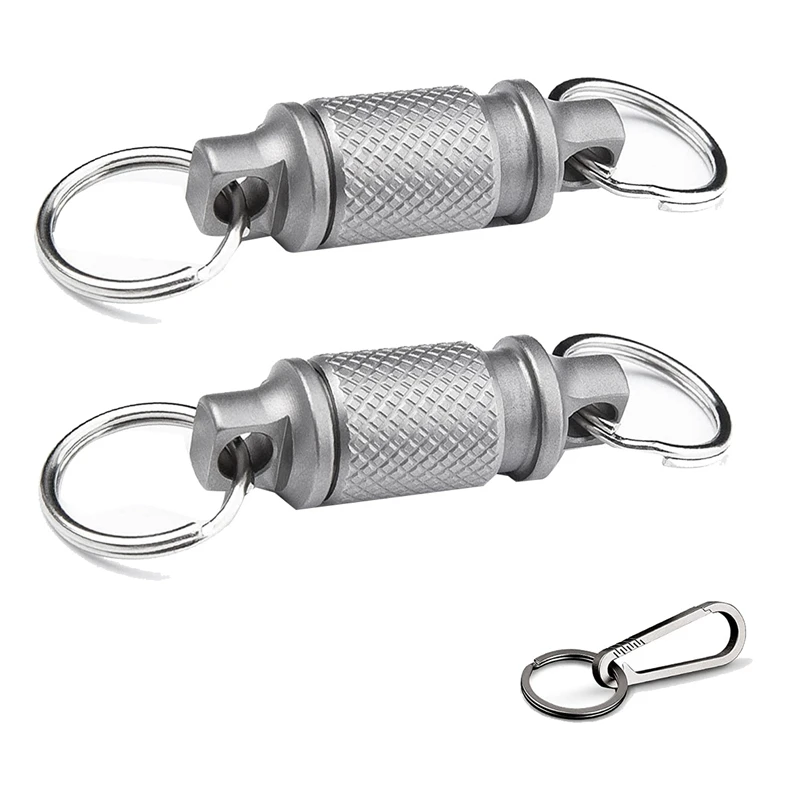 

Quick Release Keychain Set With Titanium Carabiner And Keyrings - Advanced Titanium Swivel Clip 360-Degree Rotation