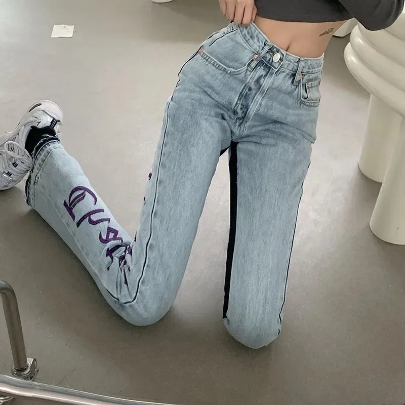 Y2k Fashion Letter Print Streetwear Denim Pants 2021 Casual Pant Female High Waist Loose Straight Jeans Wide Leg Trousers Women
Y2k Fashion Letter Print Streetwear Denim Pants 2021 Casual Pant Female High Waist Loose Straight Jeans Wide Leg Trousers Women