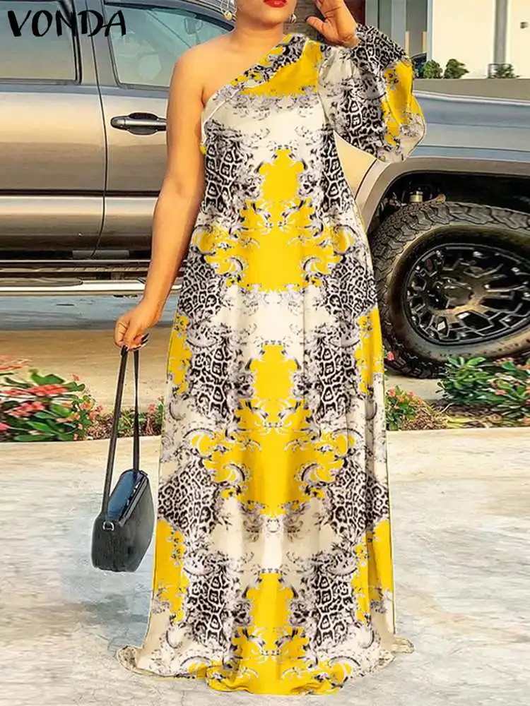 Women Sexy Printed Robe VONDA 2022 Female One Shoulder Sundress Oversized Casual Long Sleeves Retro Pattern Color Long Dress
Women Sexy Printed Robe VONDA 2022 Female One Shoulder Sundress Oversized Casual Long Sleeves Retro Pattern Color Long Dress