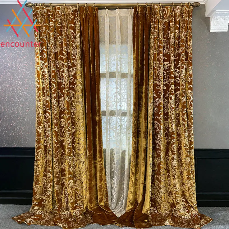 New High-end Real Velvet Curtains for Living Dining Room Bedroom Gilded High Window Living Room Gold Luxury Curtain European
New High-end Real Velvet Curtains for Living Dining Room Bedroom Gilded High Window Living Room Gold Luxury Curtain European