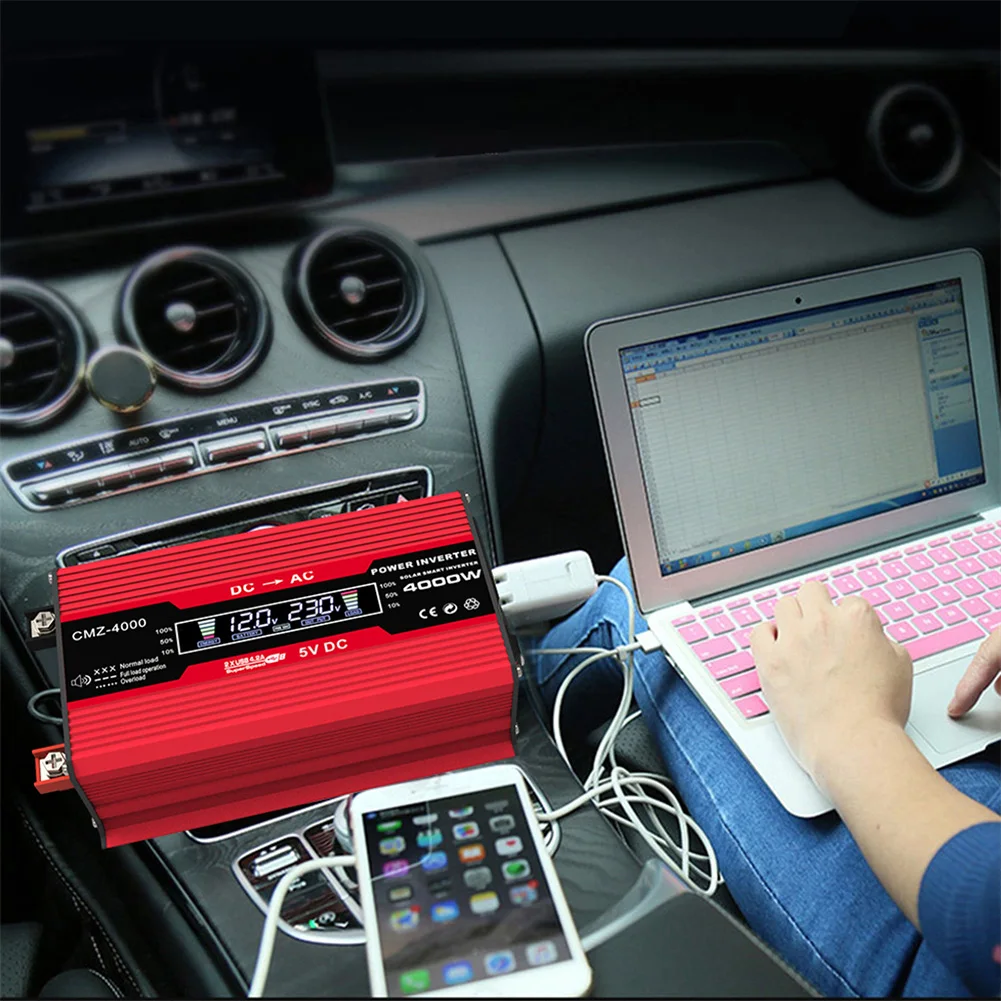 4000W Car Power Inverter 12V to 110V/220V LCD Display Voltage Transformer Car Adapter Modified Sine Wave Charge Converter
4000W Car Power Inverter 12V to 110V/220V LCD Display Voltage Transformer Car Adapter Modified Sine Wave Charge Converter