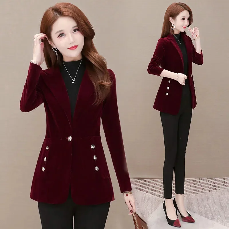 Gold Velvet Suit Jacket Women's Spring Clothes 2023 New Spring And Autumn Women's Professional Suit Jacket Mother Jackets Blazer
Gold Velvet Suit Jacket Women's Spring Clothes 2023 New Spring And Autumn Women's Professional Suit Jacket Mother Jackets Blazer