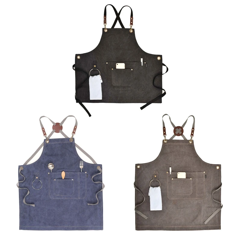 Фартук для инструментов из холста с перекрестной спиной, фартук для деревообработки с откидным карманом для мастерской, садовый