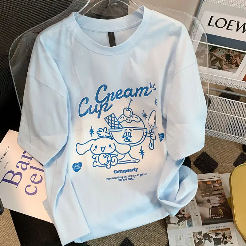 Sanrio Cinnamoroll Round Neck Sweater Women Simple All-Match Sweater 2023 New Pure Cotton Casual Loose Top Short Sleeve T-Shirt
Sanrio Cinnamoroll Round Neck Sweater Women Simple All-Match Sweater 2023 New Pure Cotton Casual Loose Top Short Sleeve T-Shirt