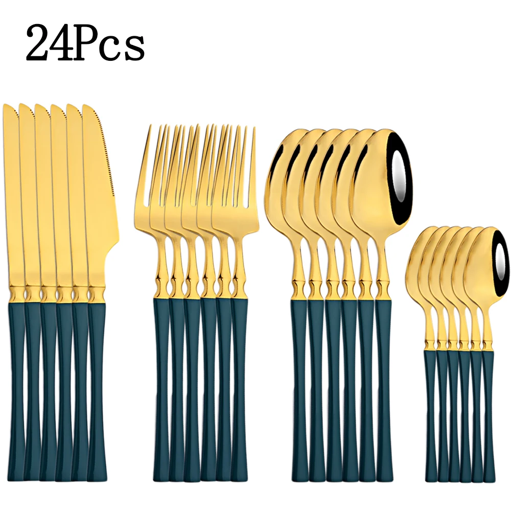 AJOYOUS 24 Piece Kitchen Dinnerware Stainless Steel Tableware Set Western Cutlery Set Fork Spoons Knives Flatware Set Green Gold
AJOYOUS 24 Piece Kitchen Dinnerware Stainless Steel Tableware Set Western Cutlery Set Fork Spoons Knives Flatware Set Green Gold