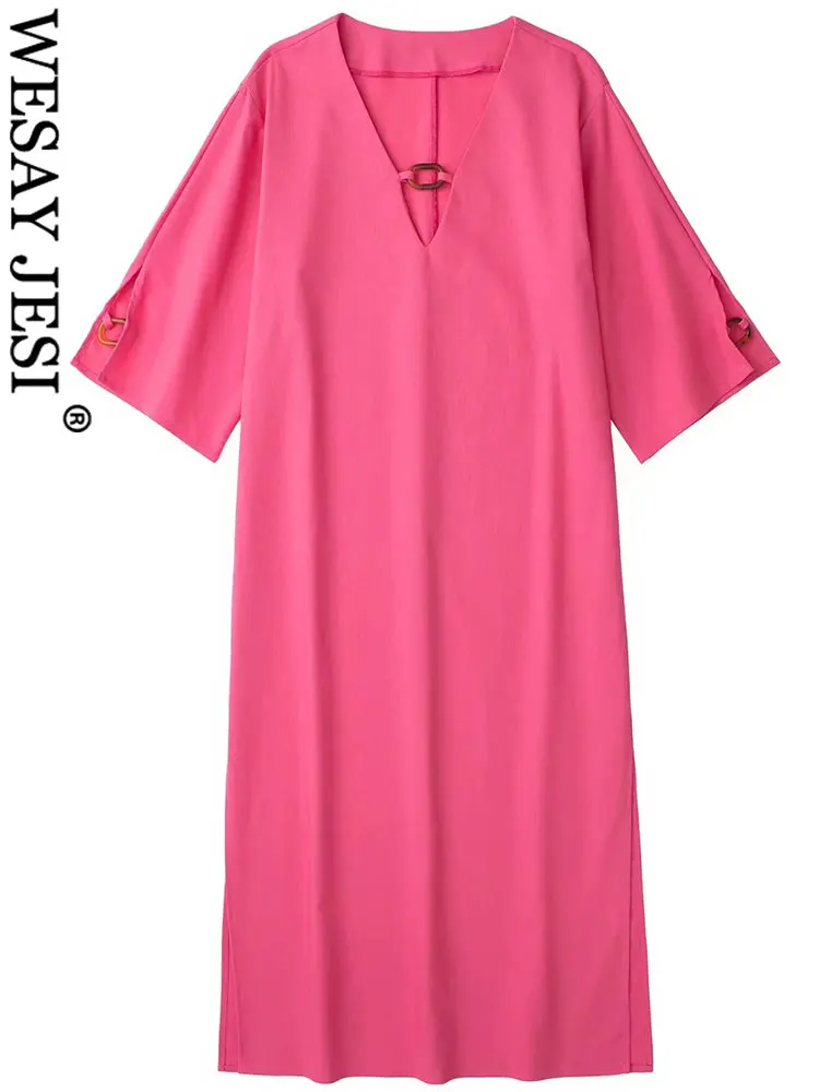 WESAY JESI Solid Color Skin-Friendly V-Neck Hem Split Lady Dress Casual Loose Comfortable Home Long Sleeve Cotton Women's Dress
WESAY JESI Solid Color Skin-Friendly V-Neck Hem Split Lady Dress Casual Loose Comfortable Home Long Sleeve Cotton Women's Dress